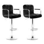 Artiss Noa Set of 2 Black PU Leather Bar Stools