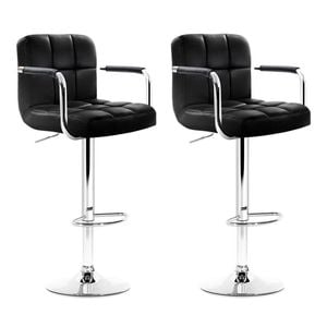 Artiss Noa Set of 2 Black PU Leather Bar Stools