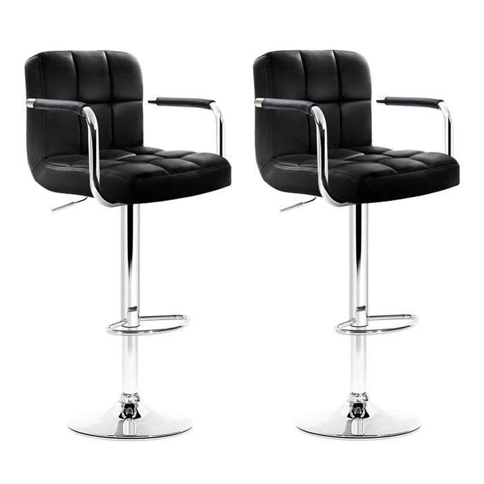 Artiss Noa Set of 2 Black PU Leather Bar Stools
