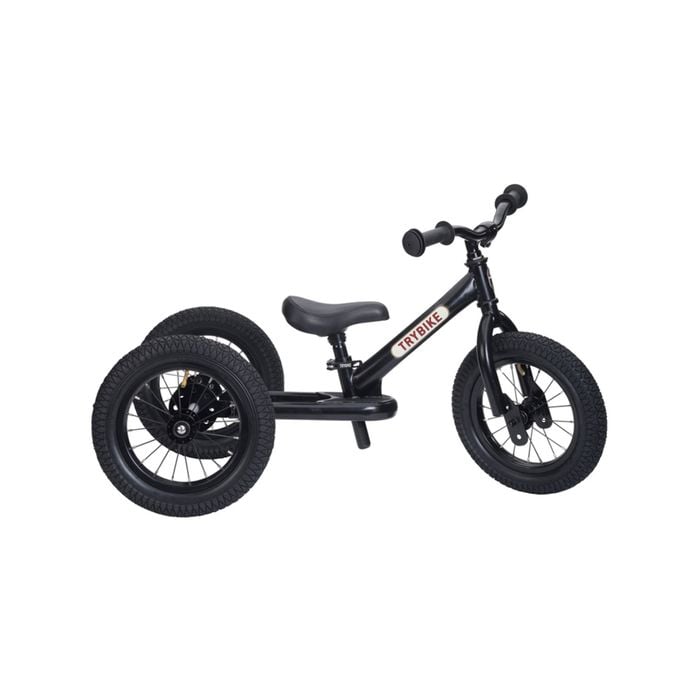 Trybike Black Steel 3-Wheel 86cm Balance Bicycle Kids Ride On 18m+