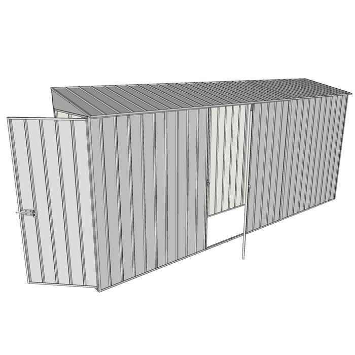 Build-a-Shed 0.8 x 4.5 x 2m Skillion Single Hinged Door Shed with Single Hinged Side Door - Zinc