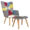 vidaXL Relaxing Chair with a Stool Patchwork Fabric Kitchen Dining Seating