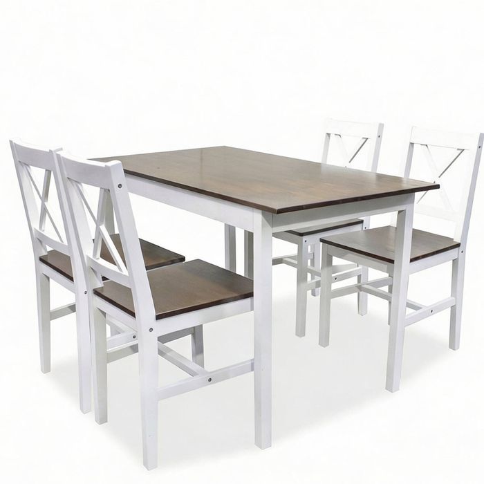 Ajax 5-Piece Dining Set - White & Teak