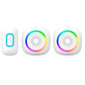 Arlec 200m White Wireless Dual Plug-in RGB Door Chime With Push Button