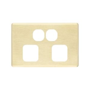 DETA Brushed Gold Finish S-Line Double Powerpoint Cover Plate - Brushed Gold