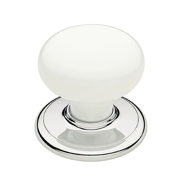 Gainsborough Bright Chrome White Classic Series Wardrobe Knobset - Bright Chrome
