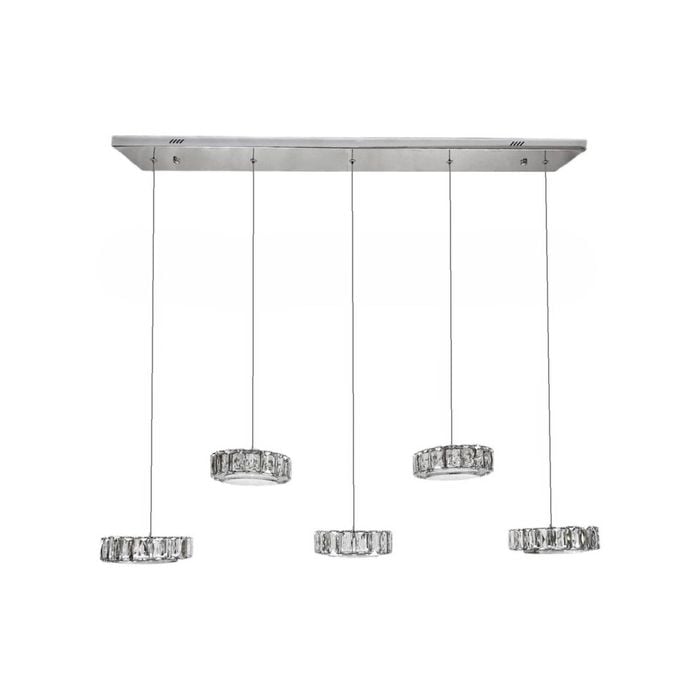 IAN 5 Light Crystal Pendant Tri-colour LED (Chrome)
