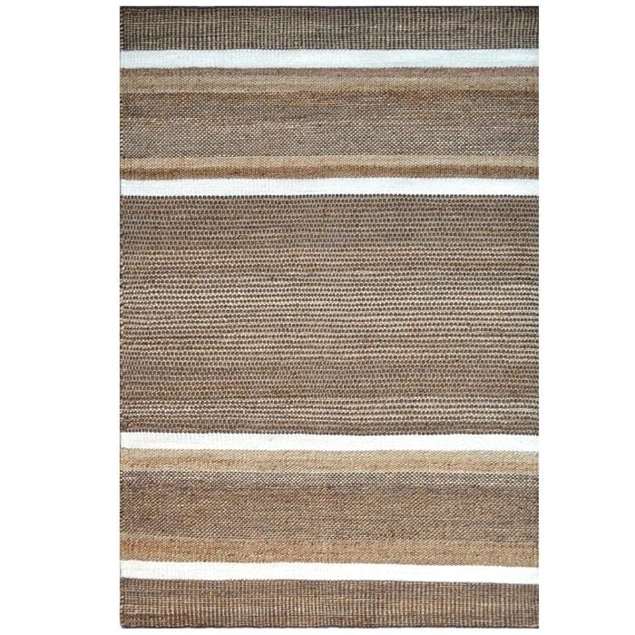 Striped Natural Wool & Jute Rug-Goa 1120-160x230cm