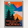 Galrie Royal Mail Line Vintage Cruise Poster to Norway Timeless Travel Art for Home Décor, Black Frame, 50 x 70cm (20 x 28inch)