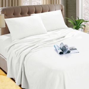 Kingtex Micro Flannelette Sheet Set 40 cm Wall White Double