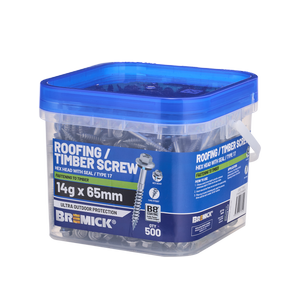 Bremick Hex Roofing Screw 14g x 65mm B8 BOX 500
