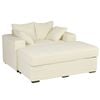 Advwin 148cm Sofa Bed w/ Storage Ottoman Corduroy Chaise Lounge Chair Oversized Sleeper Couch Beige