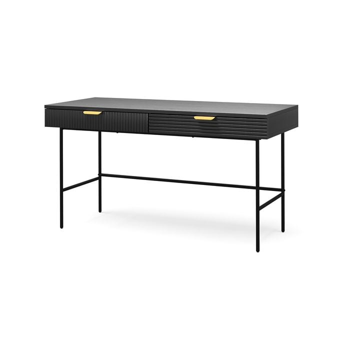 Kina 140cm Black Oak Ripple Slatted Desk