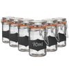 Argon Tableware 6x Glass Storage Jars & Labels Set - 70ml/2.5oz 4 Colour Seals Airtight Kitchen Storage Container Preserving Jar
