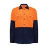 Hard Yakka Orange/Navy Hi Vis Long Sleeve Shirt - Size M