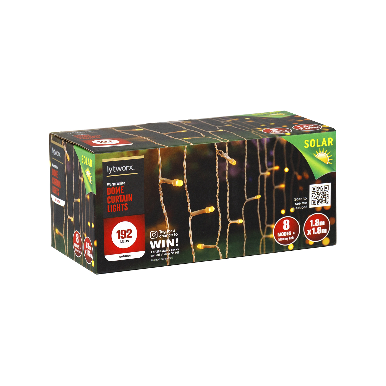 Lytworx Warm White Solar Cluster Curtain Lights thumbnail 2