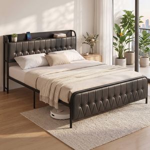 Artiss King Bed Frame Storage Headboard Charging Station Black