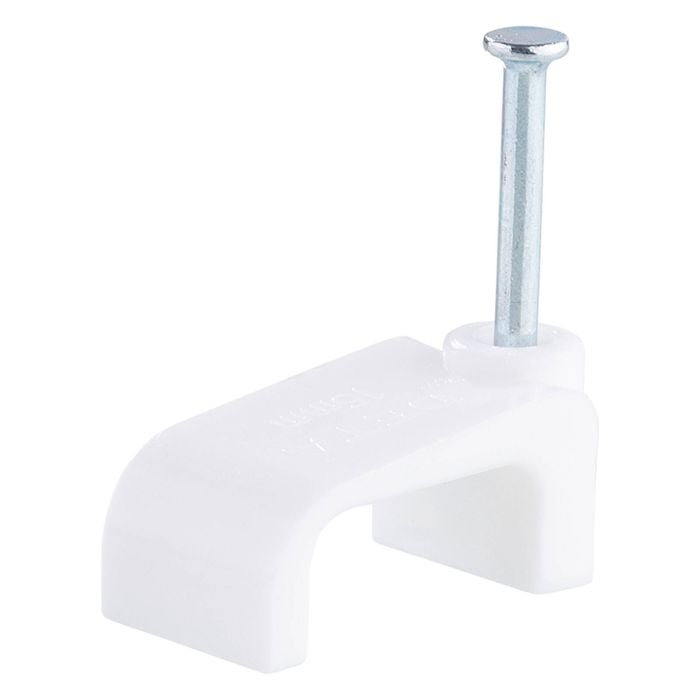 DETA 15mm White Flat Cable Clips - 100 Pack