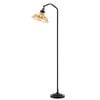 Telbix Hertel Modern Standing Floor Lamp Light Glass Metal Black Amber