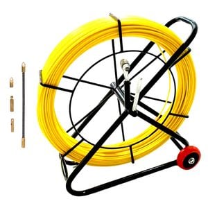 Cable Rodder Duct with Wheeled Plastic Spray Iron Frame Fibreglass 120m x 6mm