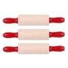 3PK Daily Bake Small Wood Rolling Pin 20x3.7cm - Natural/Red