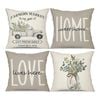 Catzon 4 Pcs Leaves Pillow Covers Linen Farmhouse Sweet Home Decorations-Grey