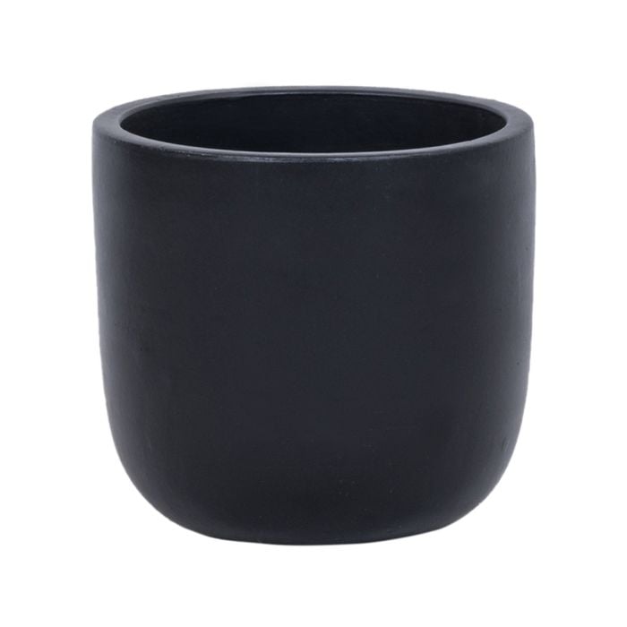 18 x 16cm Black Medium Plain Ceramic Egg Pot