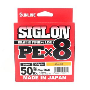 Sunline Siglon PE x8 Orange Colour 300m Braid Fishing Line 50lb