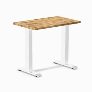 Desky Fixed Height Mini Acacia Hardwood Desk 1000 X 600mm Matte Black Frame