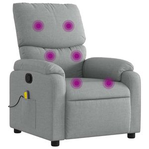 vidaXL Massage Recliner Chair Reclining Armchair Single Sofa Light Grey Fabric