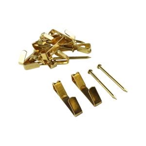 Everhang 20kg Brass Plated Heavy-Duty Picture Hanging Angle Drive Hook - 10 Pack