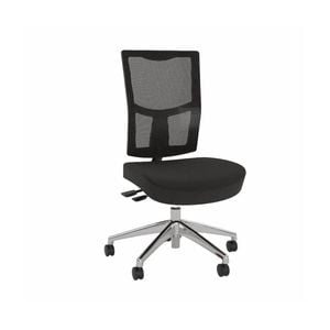 Olg Urban Office Chair No Arms Polished Alloy Base Mesh Back Black Fabric Seat