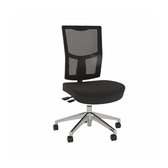 Olg Urban Office Chair No Arms Polished Alloy Base Mesh Back Black Fabric Seat