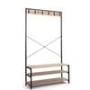Design Square Nico Industrial Hall Tree Coat Rack 3-Tier Shoe Bench Cabinet - Oak/Black