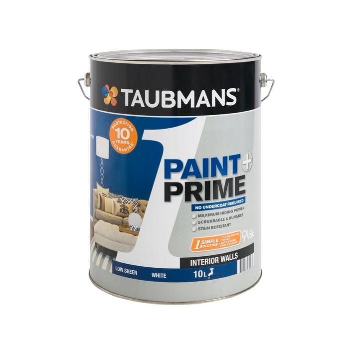 Taubmans 10L White Low Sheen 1 Paint And Prime Paint