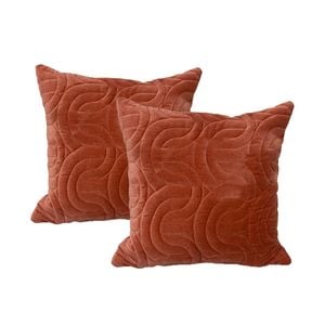 2pc Cloud Linen Roma Cotton Velvet/poly 50cm Embroidered Cushion Sqr Brick