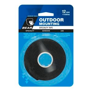 Bear 12mm x 4m Black Outdoor Mounting Tape