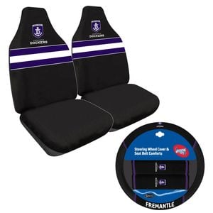 Fremantle Dockers Official Afl Seat Cover And Steering Wheel Cover Combo