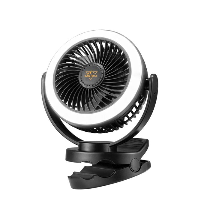 San Hima 10000mah Portable Camping Fan Clip On Fan Rechargeable With Led Light