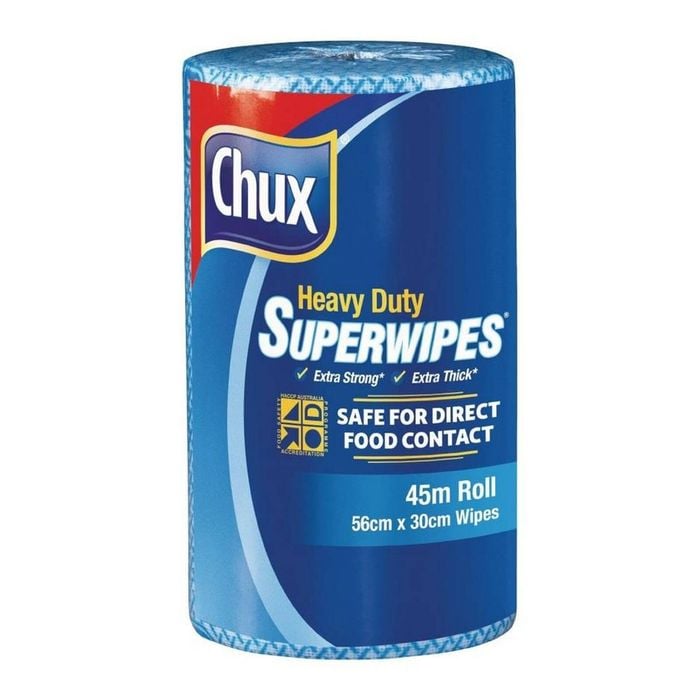 Chux Cleaning Wipes Superwipes Heavy Duty Blue 45m Roll Cleaning Cloths Bulk Roll