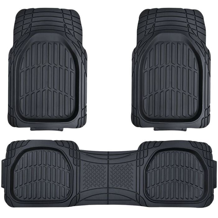 3pc Hulk Universal Heavy Duty Deep Dish Anti-Slip Car Floor Mats Black