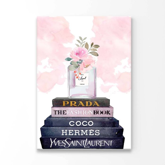 Fashion Logos With Pink Perfume Print 100% Australian Made 90x120cm (Stretched Canvas)