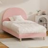 Oikiture Pink Boucle Bed Frame- King Single