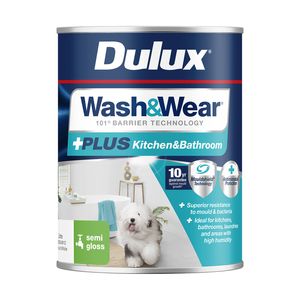 Dulux 1L Interior Paint Wash&Wear +PLUS Kitchen And Bathroom Semi Gloss Vivid White