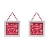 2x LVD MDF Merry Christmas Sign Wall Hanging Home/Room Decor Square 17.5x17.5cm