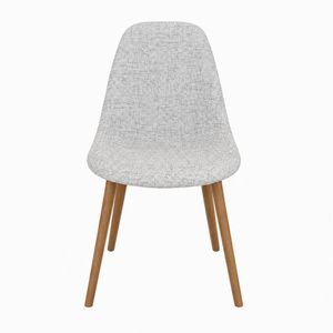 SK Designer Living | Replica Eames DSW Hal Inspired Chair | Fabric & Walnut - Textured Light Grey