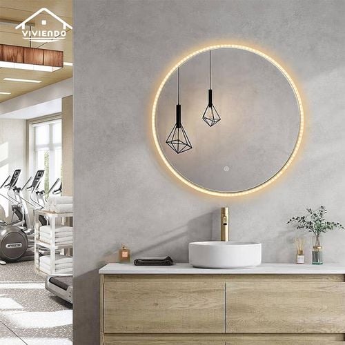 Viviendo 60cm Round LED Wall Mirror Anti-fog Vanity Bathroom Mirrors ...