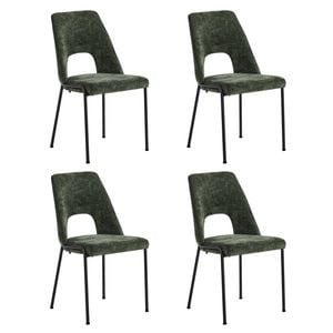 Oikiture 4x Dining Chairs Chenille Fabric Green