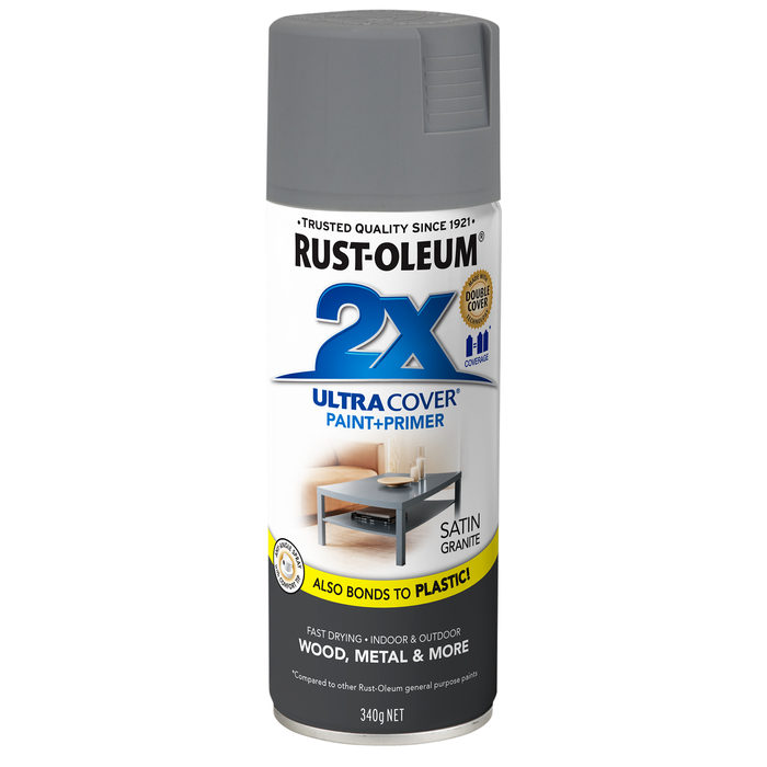 Rust-Oleum 2X Ultra Cover Satin Granite Spray Paint 340g