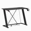 Ufurniture 100cm LED Gaming Desk Z-shaped Carbon Fiber Computer Desk with Charging Station Small Office Desk Black